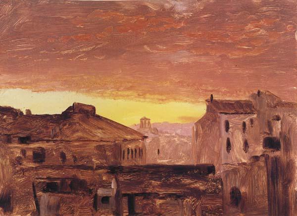 Frederic E.Church Rooftops at Sunset,Rome,Italy